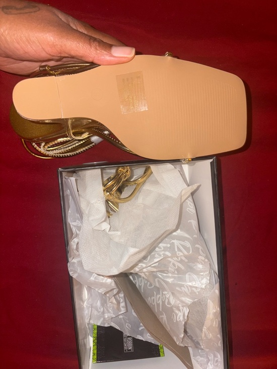 Cape Robbin Metallic Gold Strappy Wedge Sandals - Picture 3 of 4